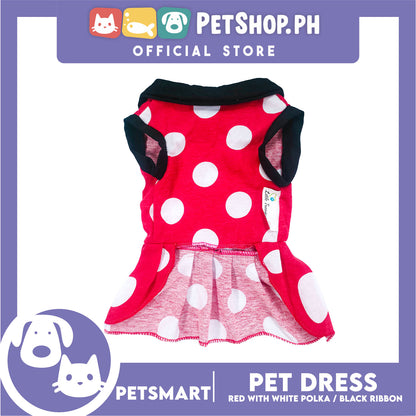 Pet Dress Red with White Polka and Ribbon Design DG-CTN152L (Large) Perfect Fit For Dogs And Cats