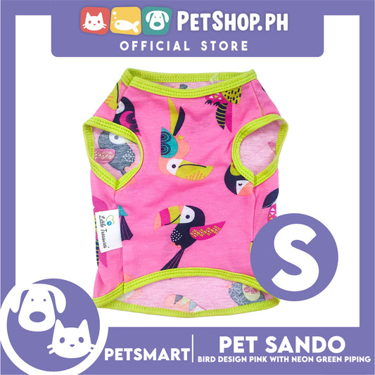 Pet Sando Parrot Bird Design, Pink with Neon Green Piping Color DG-CTN148S (Small) Perfect Fit For Dogs And Cats