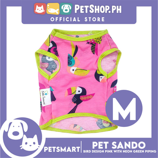 Pet Sando Parrot Bird Design, Pink with Neon Green Piping Color DG-CTN148M (Medium) Perfect Fit For Dogs And Cats