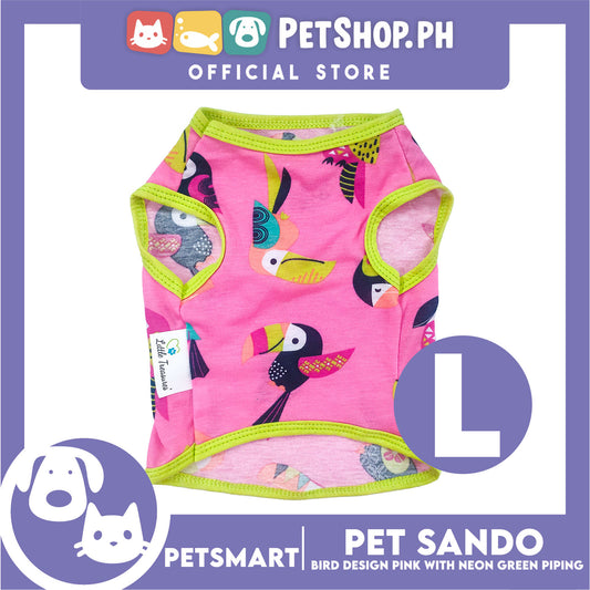 Pet Sando Parrot Bird Design, Pink with Neon Green Piping Color DG-CTN148L (Large) Perfect Fit For Dogs And Cats