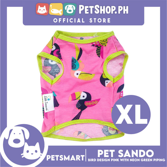 Pet Sando Parrot Bird Design, Pink with Neon Green Piping Color DG-CTN148XL (XL) Perfect Fit For Dogs And Cats