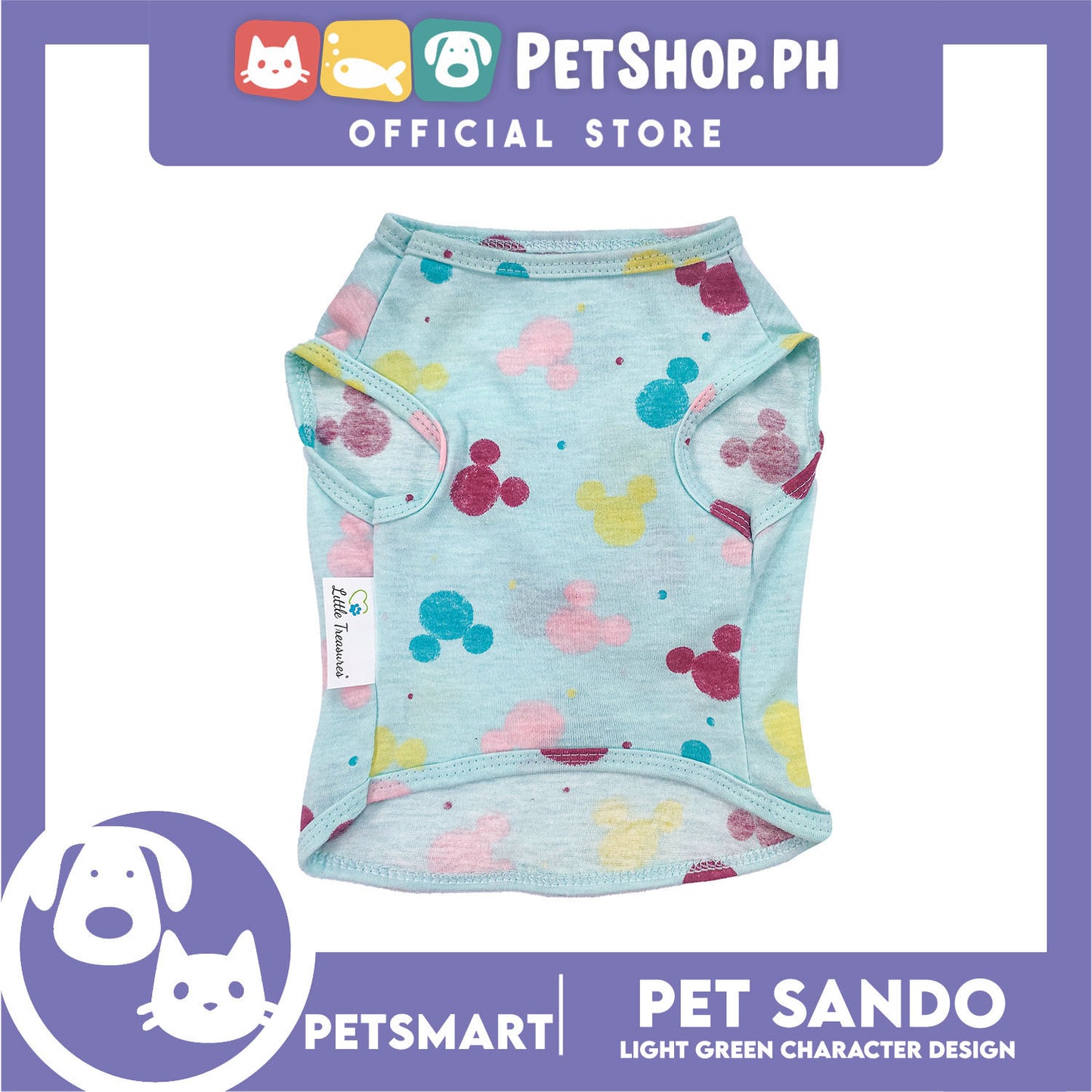 Pet Sando Light Green Color with Character Design DG-CTN149S (Small) Perfect Fit For Dogs And Cats