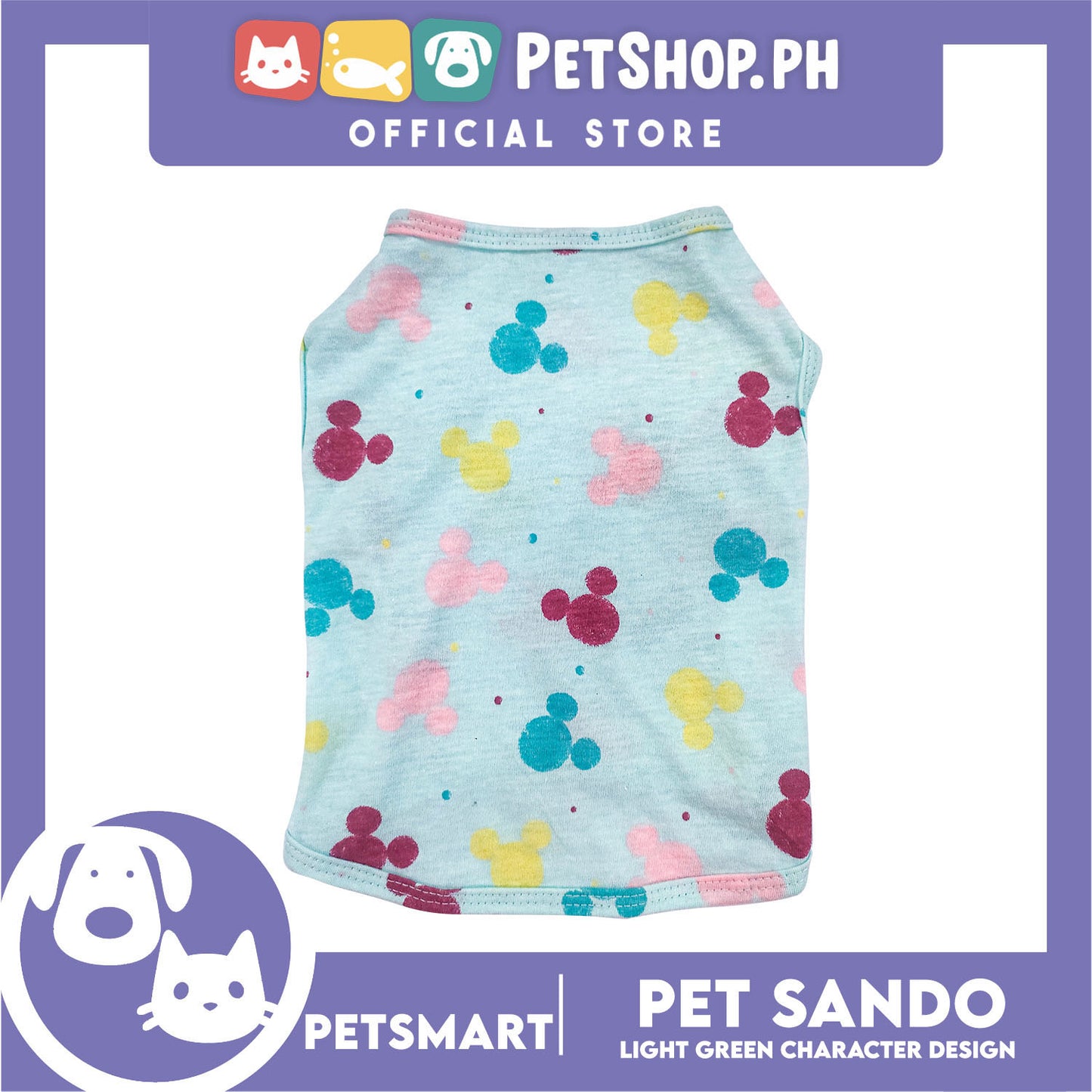 Pet Sando Light Green Color with Character Design DG-CTN149S (Small) Perfect Fit For Dogs And Cats