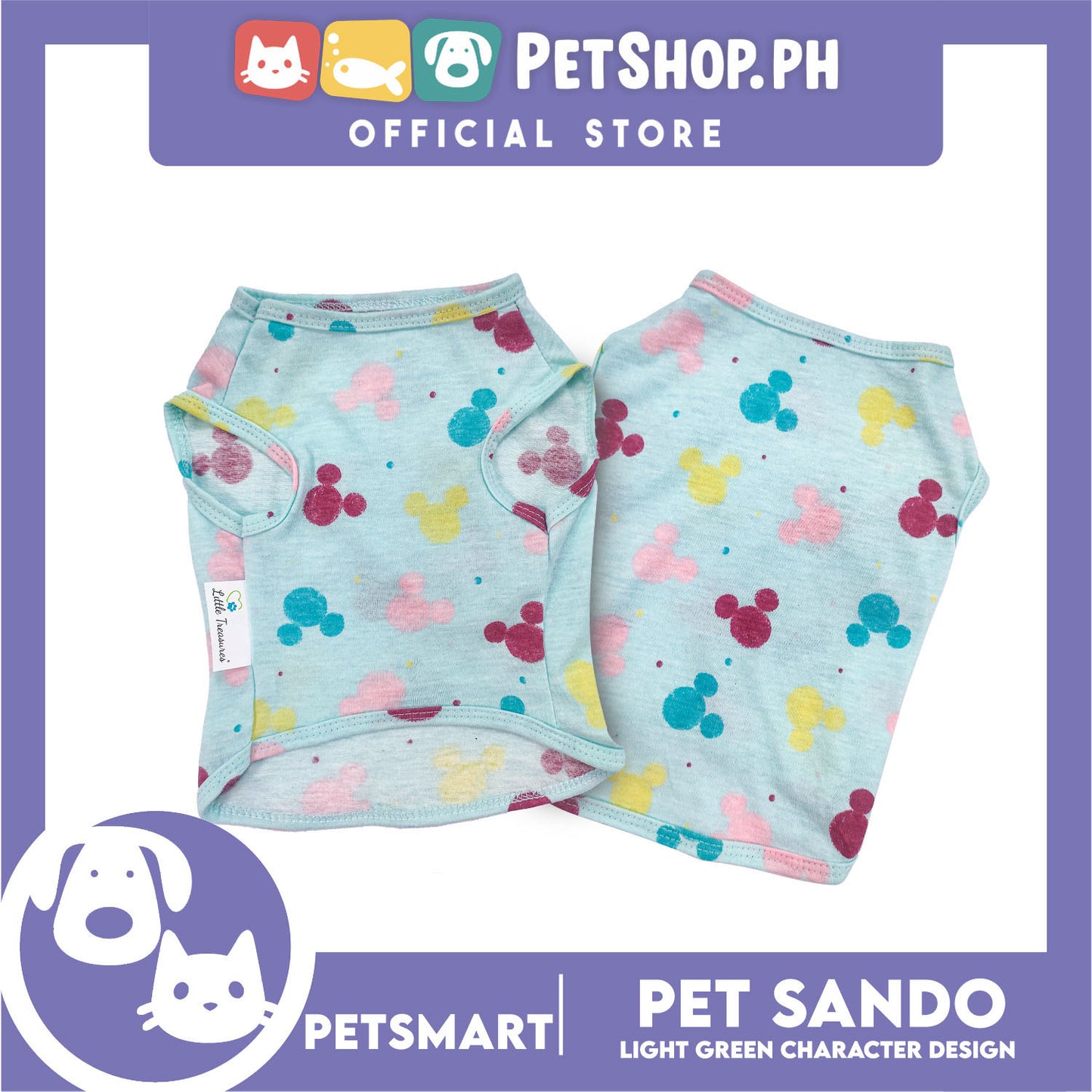 Pet Sando Light Green Color with Character Design DG-CTN149S (Small) Perfect Fit For Dogs And Cats
