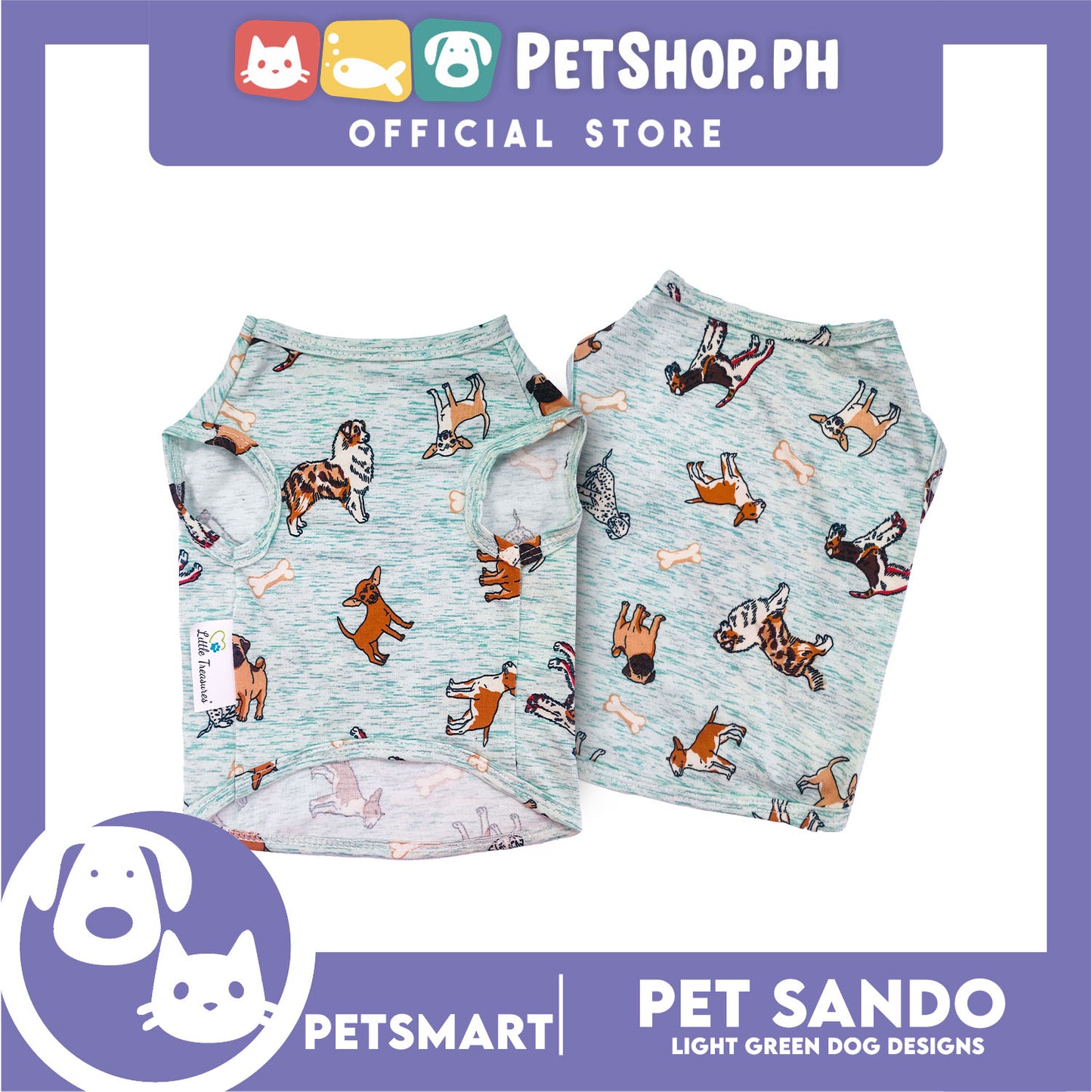 Pet Sando Light Green Color, Dog Design DG-CTN144S (Small) Perfect Fit For Dogs And Cats