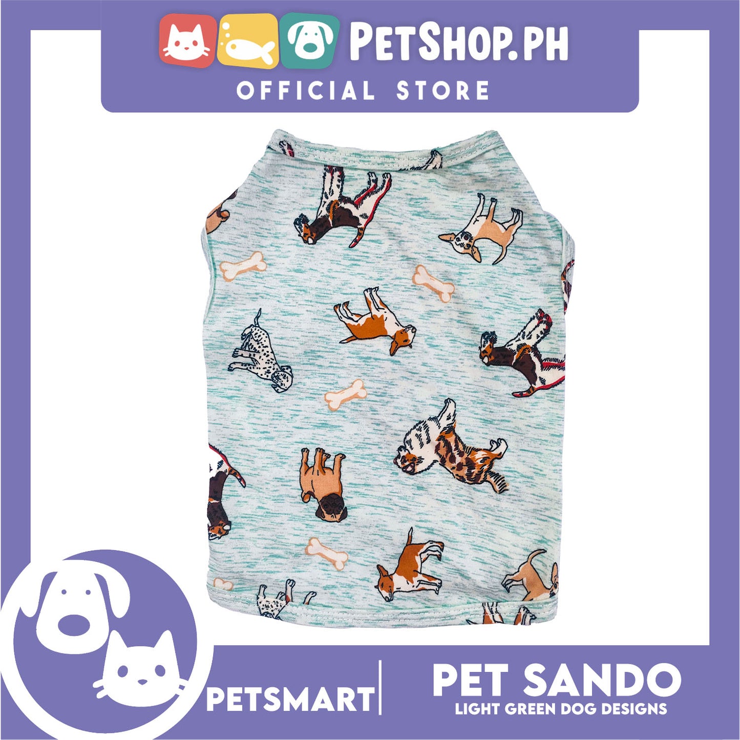 Pet Sando Light Green Color, Dog Design DG-CTN144S (Small) Perfect Fit For Dogs And Cats