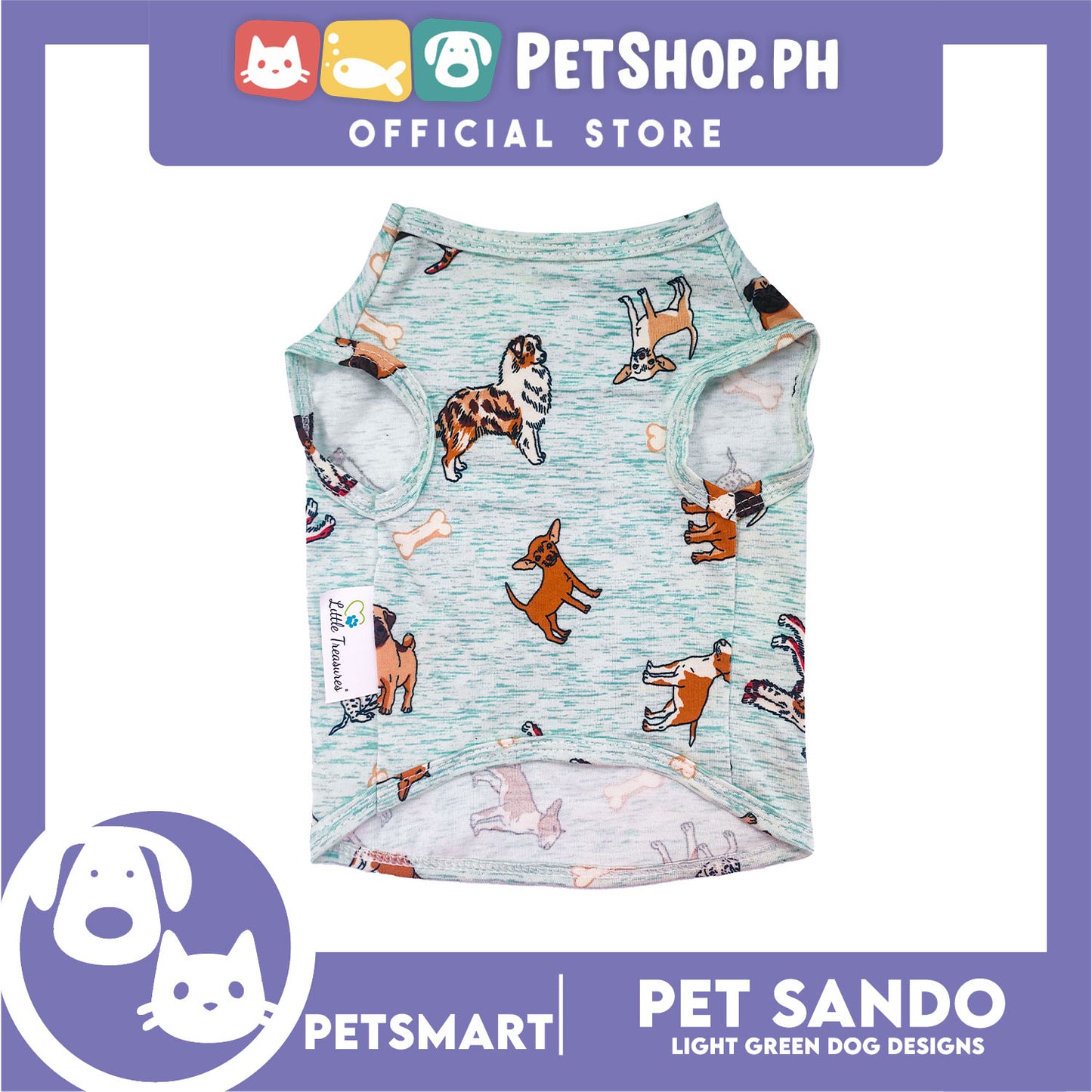 Pet Sando Light Green Color, Dog Design DG-CTN144S (Small) Perfect Fit For Dogs And Cats