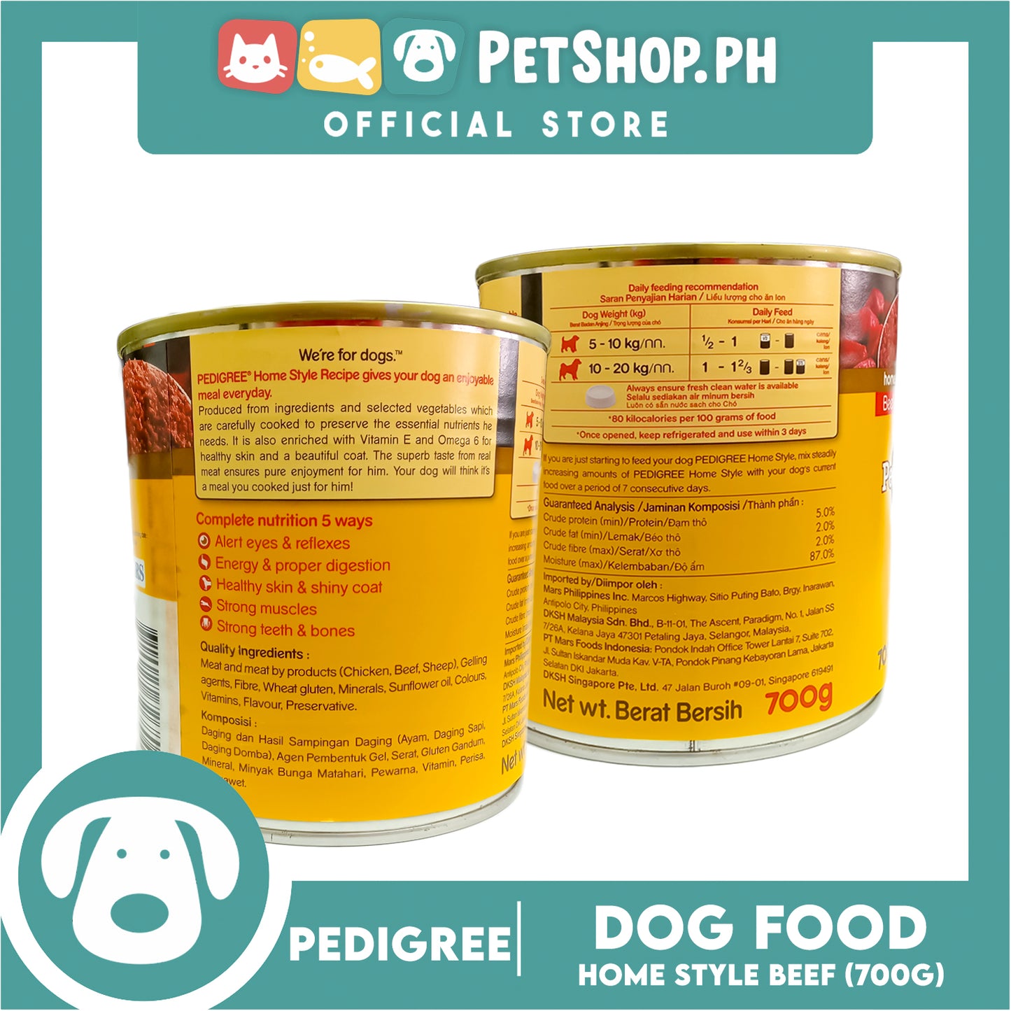 Pedigree Home Style Beef 700g Made From Real Meat, Canned Dog Food