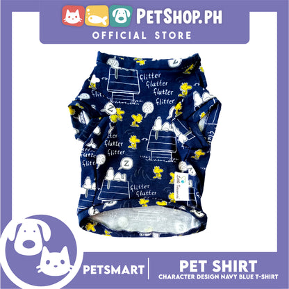 Pet T-Shirt, Character Design Navy Blue DG-CTN155M (Medium) Perfect Fit For Dogs And Cats, Pet Clothes, Soft and Comfortable Pet Clothing