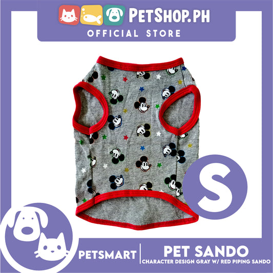 Pet Sando, Character Design Gray with Red Piping Sando DG-CTN156S (Small) Perfect Fit For Dogs And Cats, Pet Clothes, Soft and Comfortable Pet Clothing