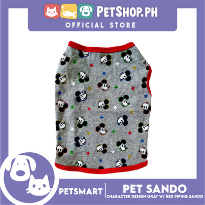 Pet Sando, Character Design Gray with Red Piping Sando DG-CTN156M (Medium) Perfect Fit For Dogs And Cats, Pet Clothes, Soft and Comfortable Pet Clothing