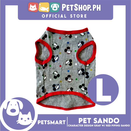 Pet Sando, Character Design Gray with Red Piping Sando DG-CTN156L (Large) Perfect Fit For Dogs And Cats, Pet Clothes, Soft and Comfortable Pet Clothing