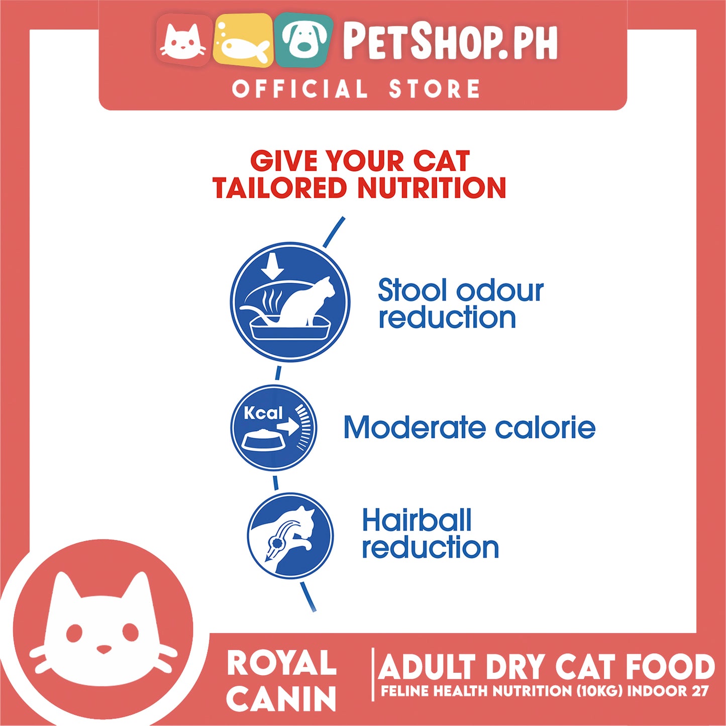 Royal Canin Indoor 27 (10kg) Adult Dry Cat Food - Feline Health Nutrition