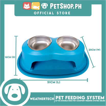 Weather Tech, Double High Pet Comfort Feeding System 32oz (Blue) DHC3206BLBL Elevated Dog Bowls or Cat Bowls to Enhance Mealtime