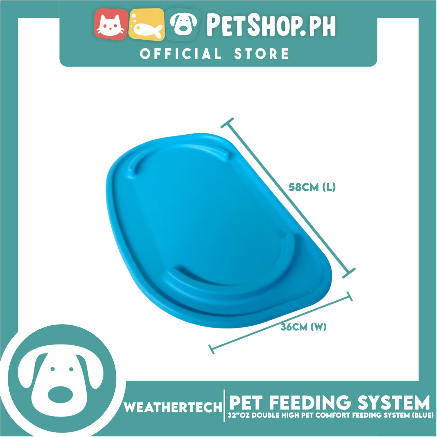 Weather Tech, Double High Pet Comfort Feeding System 32oz (Blue) DHC3206BLBL Elevated Dog Bowls or Cat Bowls to Enhance Mealtime