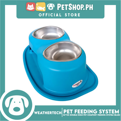 Weather Tech, Double High Pet Comfort Feeding System 32oz (Blue) DHC3206BLBL Elevated Dog Bowls or Cat Bowls to Enhance Mealtime