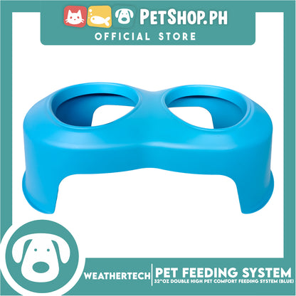 Weather Tech, Double High Pet Comfort Feeding System 32oz (Blue) DHC3206BLBL Elevated Dog Bowls or Cat Bowls to Enhance Mealtime