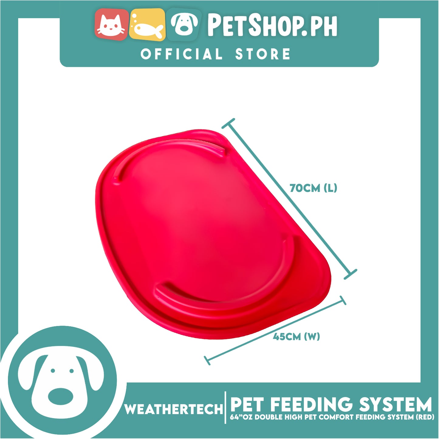 Weather Tech, Double High Pet Comfort Feeding System 64oz (Red) DHC6410RD Elevated Dog Bowls or Cat Bowls to Enhance Mealtime