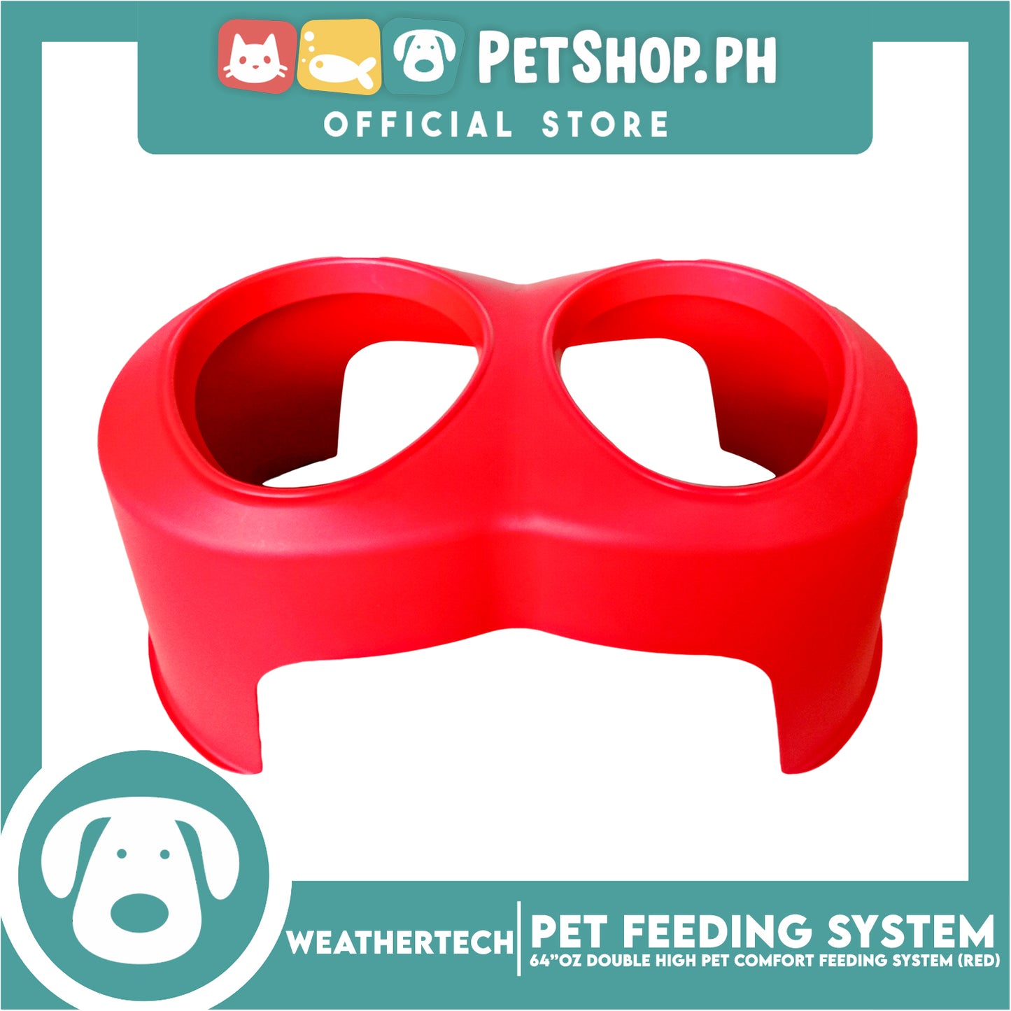 Weather Tech, Double High Pet Comfort Feeding System 64oz (Red) DHC6410RD Elevated Dog Bowls or Cat Bowls to Enhance Mealtime