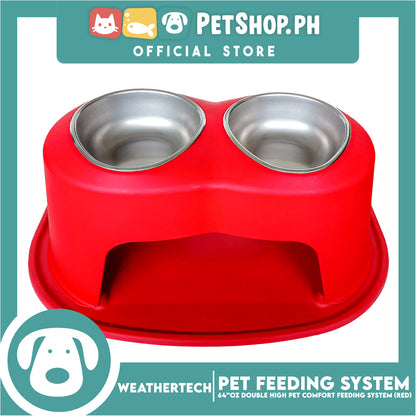 Weather Tech, Double High Pet Comfort Feeding System 64oz (Red) DHC6410RD Elevated Dog Bowls or Cat Bowls to Enhance Mealtime