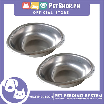Weather Tech, Double Low Pet Comfort Feeding System 16oz (Dark Grey) DLI602DG Compact and Portable Dog and Cat Food and Water Station