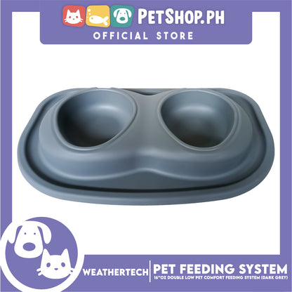 Weather Tech, Double Low Pet Comfort Feeding System 16oz (Dark Grey) DLI602DG Compact and Portable Dog and Cat Food and Water Station