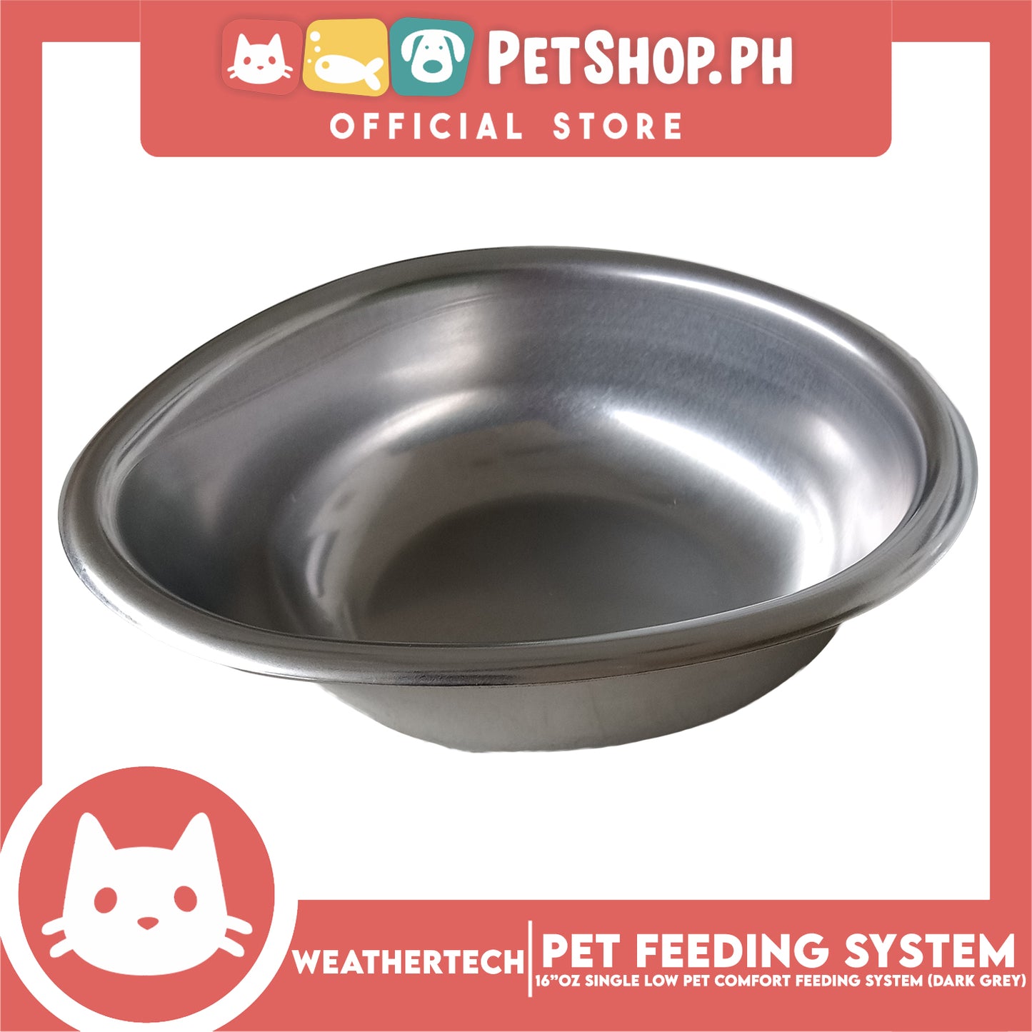 Weather Tech, Single Low Pet Comfort Feeding System 16oz (Dark Grey) SLI602DG Heavy-Duty Food or Water Bowl for On-The-Go Dogs and Cats