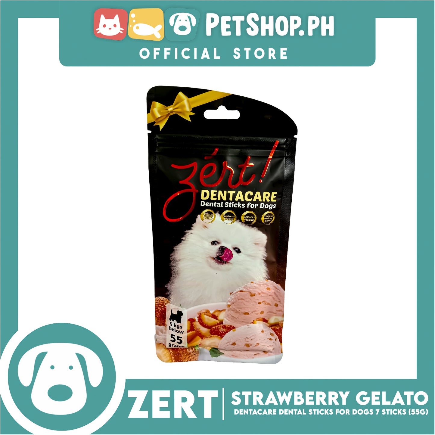 Zert Denta Care Strawberry Gelato Dental Sticks for Dogs 55g