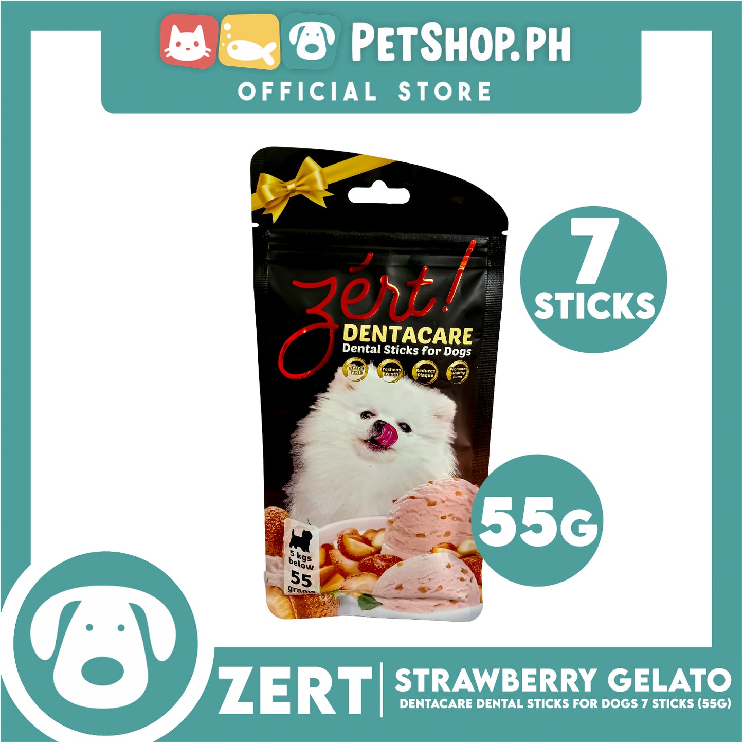 Zert Denta Care Strawberry Gelato Dental Sticks for Dogs 55g