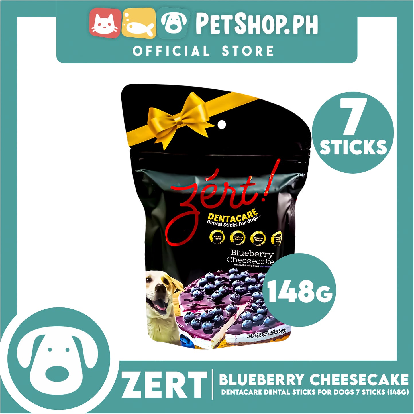 Zert Denta Care Blueberry Cheesecake Dental Sticks for Dogs 148g (7 Sticks)