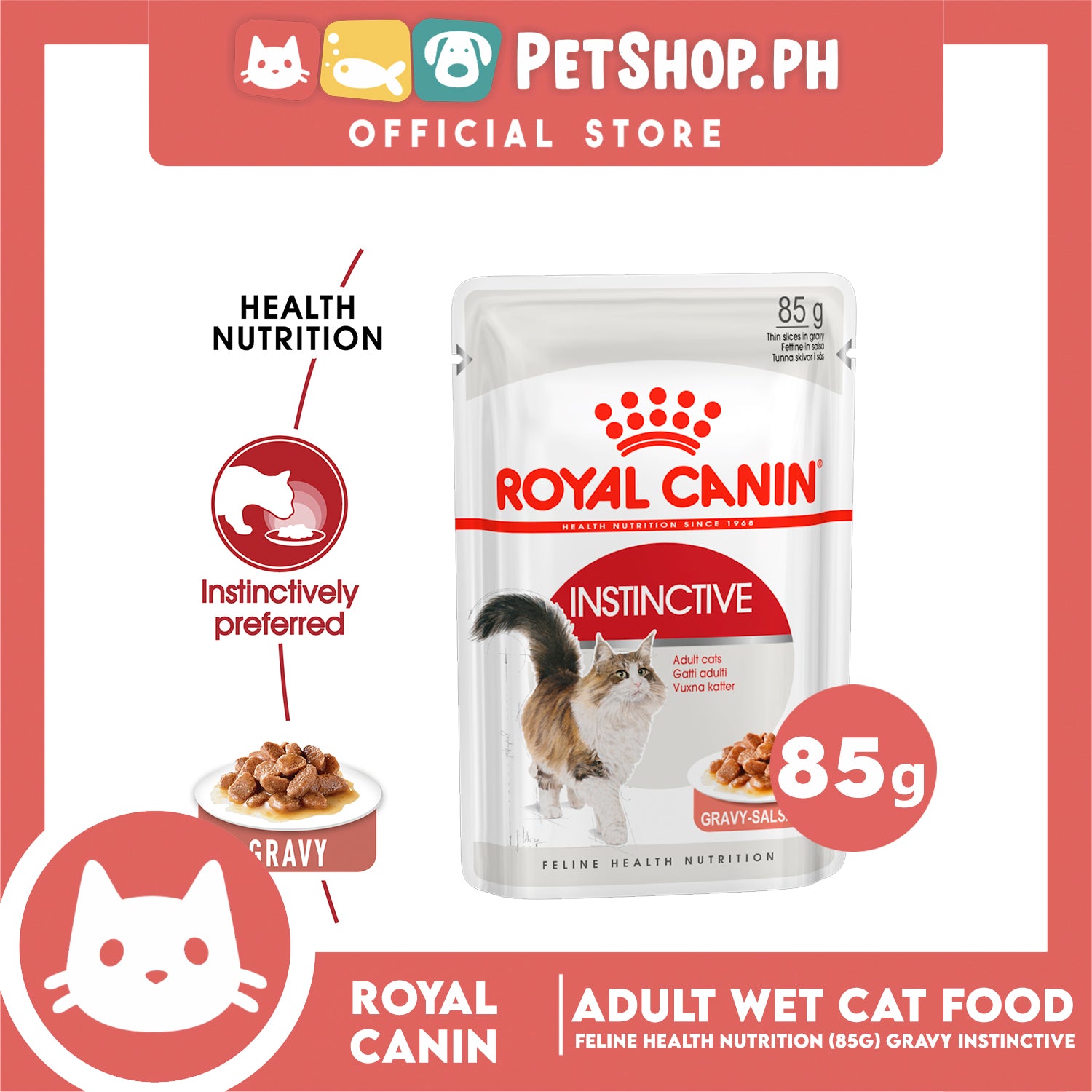 Royal Canin Instinctive Gravy 85g Adult Wet Cat Food Feline Health Petshop.PH
