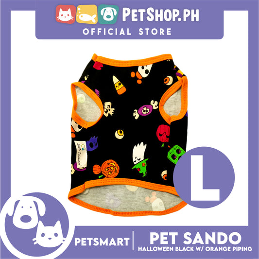 Pet Sando Halloween Design, Black with Orange Color Piping Sando (Large) Perfect Fit for Dogs and Cats