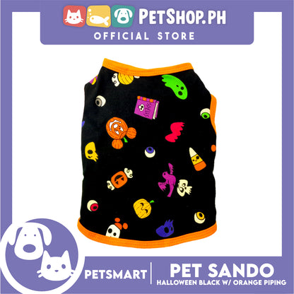 Pet Sando Halloween Design, Black with Orange Color Piping Sando (Large) Perfect Fit for Dogs and Cats