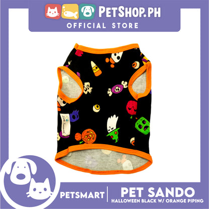 Pet Sando Halloween Design, Black with Orange Color Piping Sando (Medium) Perfect Fit for Dogs and Cats