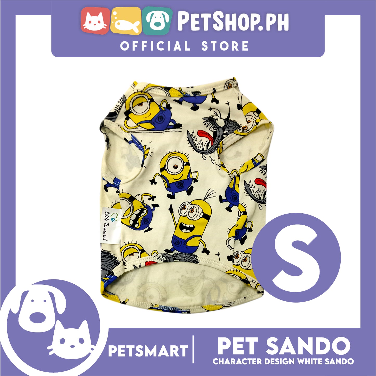 Pet Sando Character Design, White Color (Small) Perfect Fit for Dogs and Cats