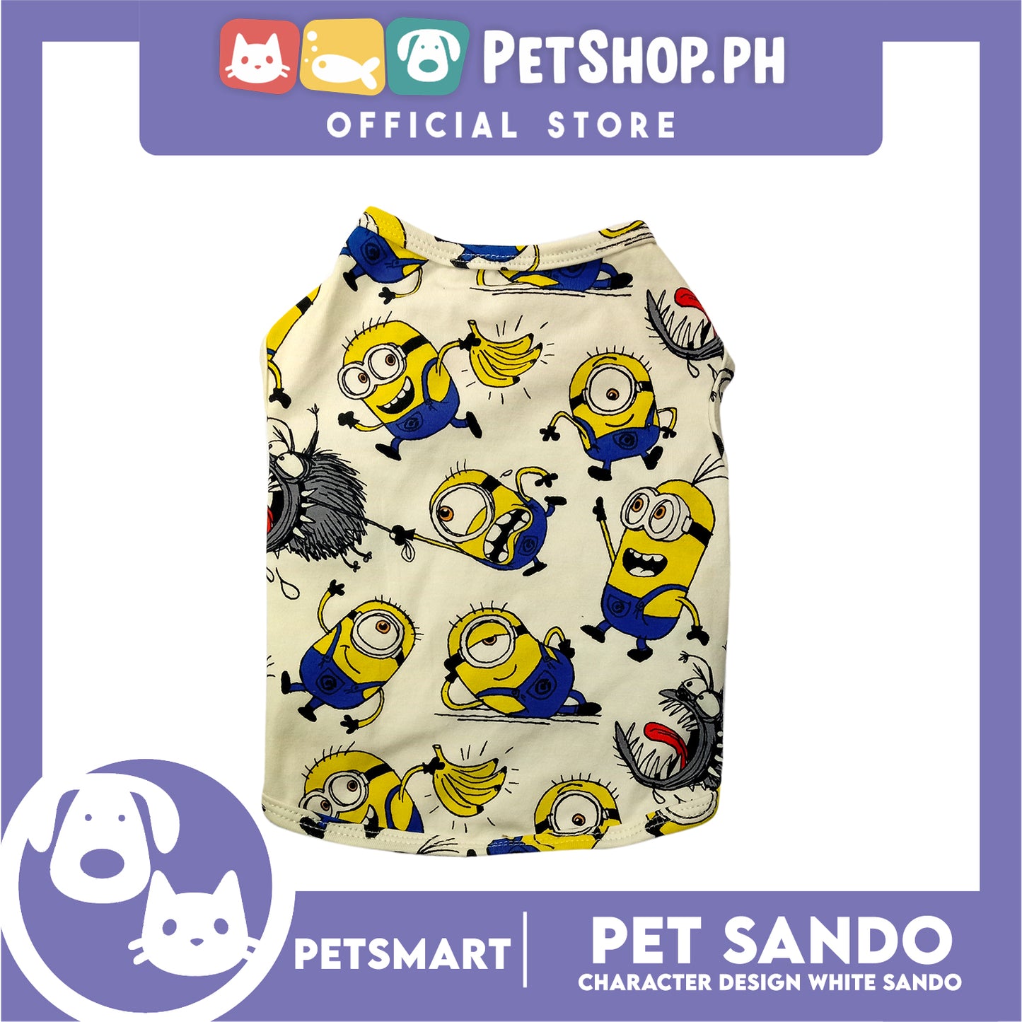 Pet Sando Character Design, White Color (Small) Perfect Fit for Dogs and Cats