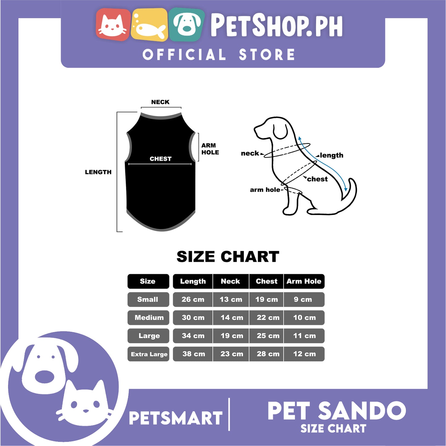 Pet Sando Character Design, Yellow with Black Color Piping Sando (Large) Perfect Fit for Dogs and Cats