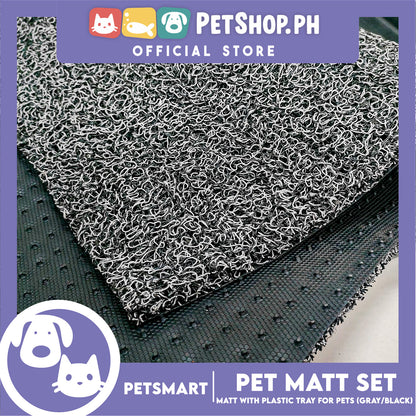 Pet Mat with Plastic Tray for Pets (Gray/Black)