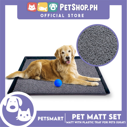 Pet Mat with Plastic Tray for Pets (Gray)