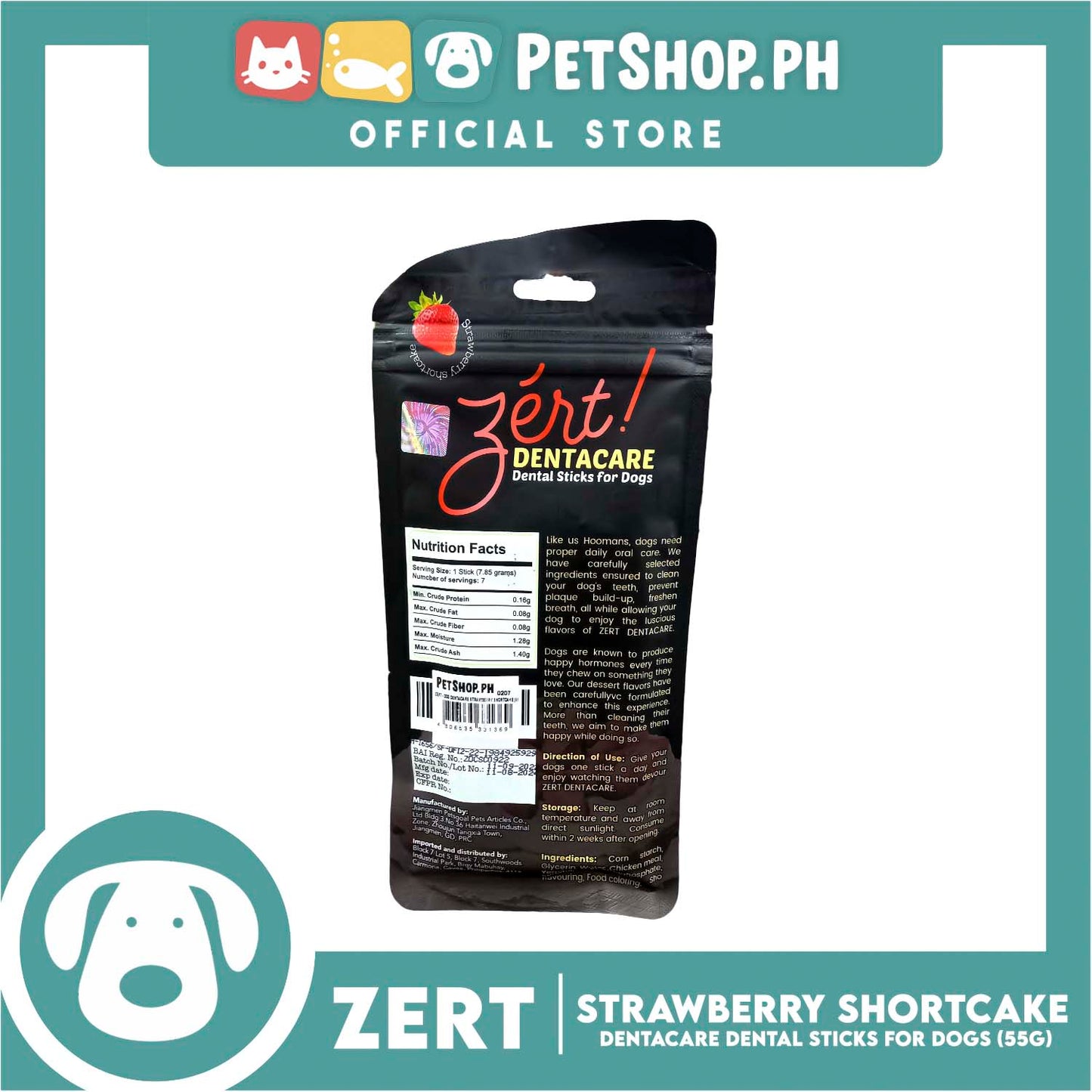 Zert Dentacare Dental Stick for Dogs 55g (Strawberry Shortcake)