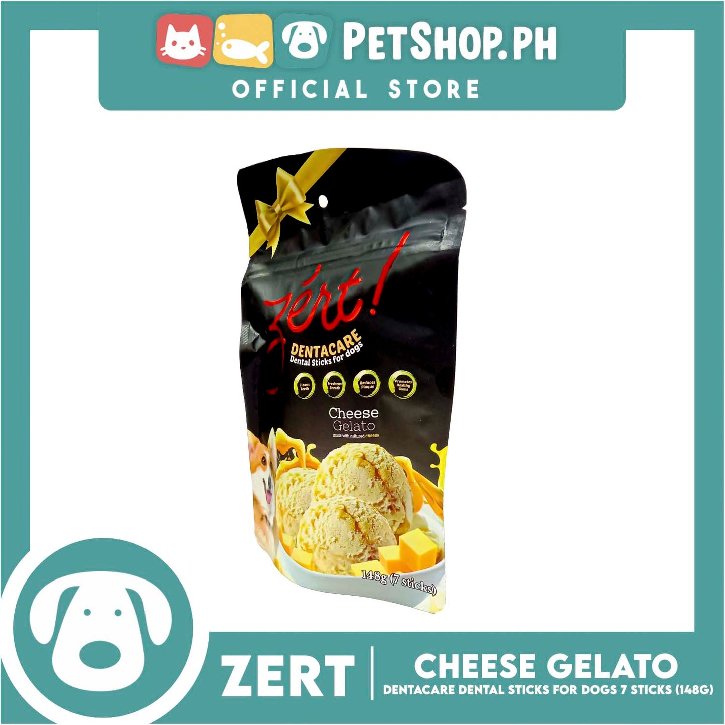 Zert Dentacare Dental Stick for Dogs 148g (Cheese Gelato)