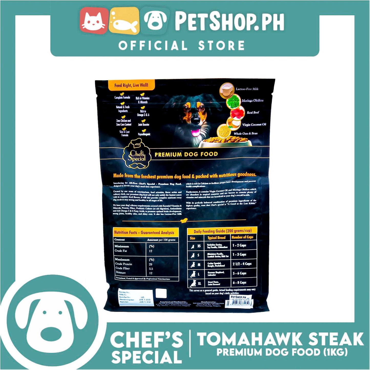 Chef's Special Premium Dog Food Tomahawk Steak 1kg (Puppy)