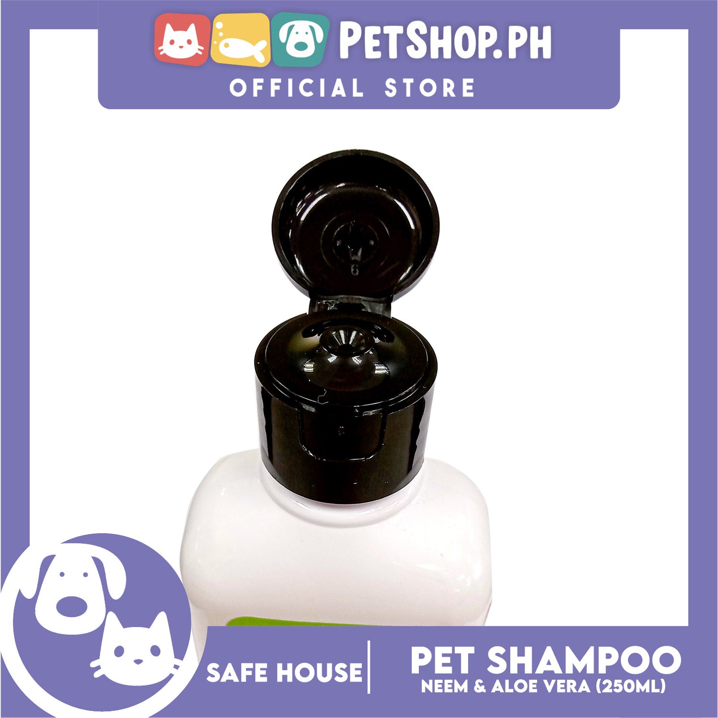 Safe House Natural Pet Care Solutions Pet Shampoo 250ml (Neem and Aloe Vera) Moisturizing