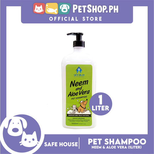 Safe House Natural Pet Care Solutions Pet Shampoo 1000ml (Neem and Aloe Vera) Moisturizing