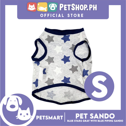 Pet Clothes Blue Stars Gray with Blue Piping Sando (Small) DG-CTN174S