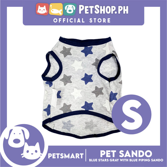 Pet Clothes Blue Stars Gray with Blue Piping Sando (Small) DG-CTN174S