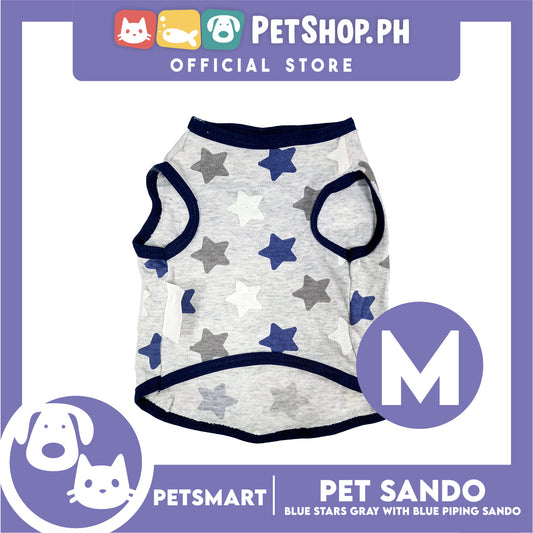 Pet Clothes Blue Stars Gray with Blue Piping Sando (Medium) DG-CTN174M