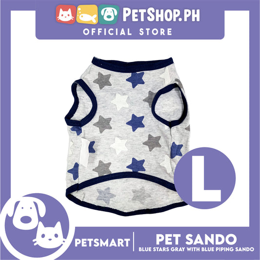 Pet Clothes Blue Stars Gray with Blue Piping Sando (Large) DG-CTN174L
