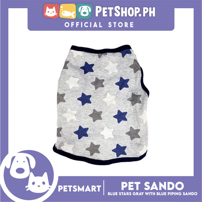 Pet Clothes Blue Stars Gray with Blue Piping Sando (XL) DG-CTN174XL