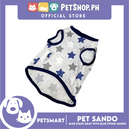 Pet Clothes Blue Stars Gray with Blue Piping Sando (XL) DG-CTN174XL